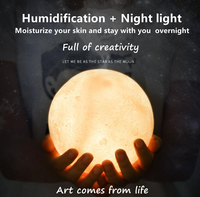 Nouvel arrivage de lampe lunaire en forme de nouveau design de mini humidificateur d'air portable à ultrasons et brume froide créative pour la chambre à coucher.