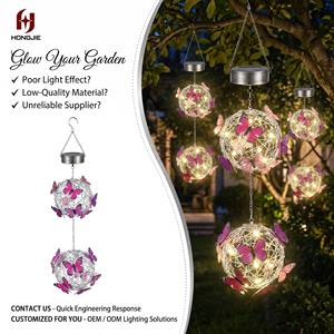 Lanterne Solaire Suspendue en Forme de Papillon, Boule Lumineuse en Maille Plastique avec Fil de Cuivre LED, Étanche, <span class=keywords><strong>D</strong></span>écorative <span class=keywords><strong>pour</strong></span> Jardin et Arbre - Product Image 1