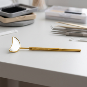 Handheld Gold Plated Makeup <b>Mirror</b> Half <b>Moon</b> Shape Magnifying Lash Extension Tool Easy Grip Detachable Design - Product Image 2
