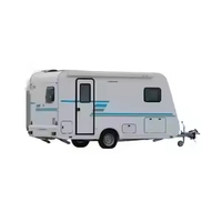 Camping-car extensible moderne de style mid-century pour 4 personnes avec châssis tout-terrain haute résistance, charge utile maximale de 4500 kg pour le camping et le caravanning