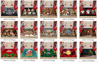 Tapis de porte personnalisé en velours de polyester imprimé Père Noël skitant avec rennes, antidérapant, pour l'entrée, décoration de Noël