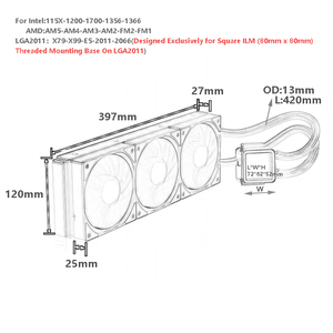 Pantalla de lente de PVC Digital negra de 360mm, enfriador líquido en tiempo Real <span class=keywords><strong>CPU</strong></span>/GPU, monitoreo de temperatura PWM, ventiladores en cadena 100% a prueba de fugas - Product Image 2