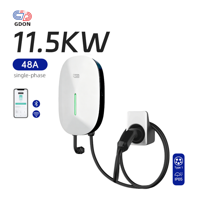 GDON 11.5kW Type 1 48 Amp Level 2 EV Charger J1772 Smart Wallbox 240V AC Electric Vehicle Charging Station EVSE Home