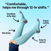 Chaussettes de compression mi-hautes pour infirmières, 20 à 30 mmHg, faciles à mettre et à enlever, douces comme du beurre, respirantes, semelle coussinée, pour les longs postes de travail, soulagement des douleurs aux jambes