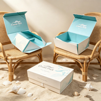 Boîte à courrier pliable Echo White & Light Green, couvercle intérieur imprimé avec un motif végétal pour l'emballage de cadeaux cosmétiques naturels