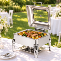 Plat de service carré en acier inoxydable avec grande capacité visible pour la présentation des aliments, chauffe-plat professionnel pour la restauration