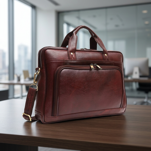 B S International Hot Demanded Genuine Cow Leather Durable Large Capacity Waterproof Eco-Friendly Shockproof Classic Laptop <b>Bag</b> - Product Image 1