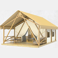 Hôtel Safari 5x7m en toile de coton Oxford avec matériaux PVC/PVDF, ouverture rapide quatre saisons, portable, type à armature droite, une chambre