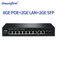 Switch Gigabit PoE 8 Port, 4 Port Uplink, 2 RJ45, 2 Slot SFP, 1000Mbps, Power Over Ethernet untuk Proyek Kamera IP