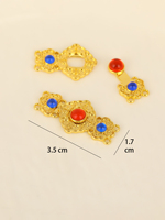 Boutons de vêtements en laiton plaqué or, filigrane floral, incrustés de pierres colorées, fournitures pour artisanat DIY, ornements de vêtements