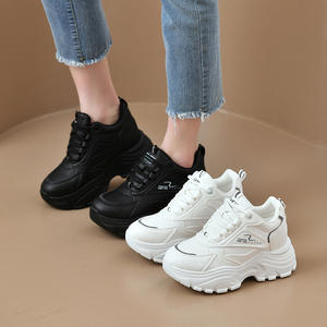 Chaussures décontractées blanches épaisses pour femmes en gros 2025 - Semelle plateforme, lacets, <span class=keywords><strong>fermeture</strong></span> éclair arrière, chaussures toutes saisons - Product Image 4