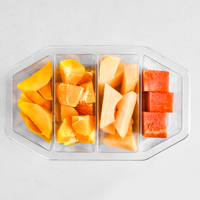 Boîte d'emballage en plastique transparent pour fruits frais coupés, récipient à salade à emporter, à compartiments multiples, refermable, recyclable