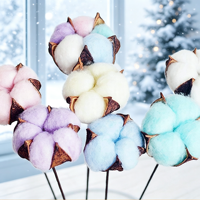 Bouquet de fleurs artificielles colorées à tige unique en coton, fleurs séchées et préservées, pour Noël, décoration de maison et de mariage, vente en gros