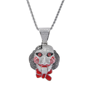 Collar con Colgante de Cabeza de Muñeca con Piedras de Circonita Cúbica Micro Pavé, Estilo Hiphop, para Hombre y Mujer - Product Image 2