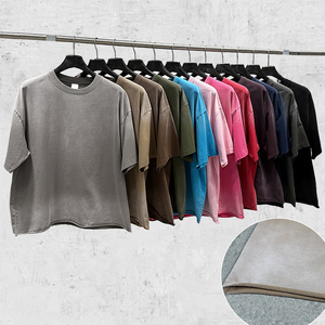 Camisetas Retro de Algodón 100% para Hombre, 280G, de Alta Calidad, con Logo Personalizado, Corte Holgado, Lavado Ácido, Teñido con Spray, Bajo sin Rematar, Estilo Urbano - Product Image 2