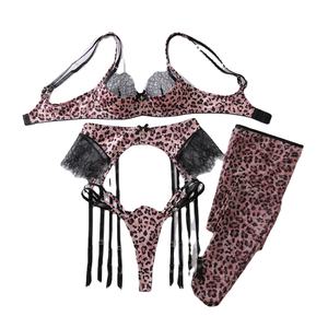 جديد 2026 لانجري بنقشة الفهد، نصف فستان داخلي شبكي شفاف من الدانتيل المخرم المنسوج، بأحزمة ظهر متقاطعة، وتطريز ثلاثي الأبعاد، وجوارب مثيرة - Product Image 1