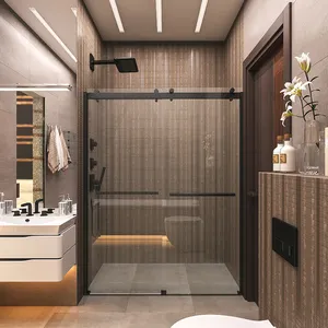 Design moderno Easy-Clean Vidro 10mm Chuveiro Acessórios de aço inoxidável Banheiro Deslizante Bypass Frameless Chuveiros Porta