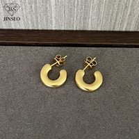 Anting-anting lingkaran bentuk C JINSEO Vintage Fashion Emas Perak S925 Sterling Silver untuk Perhiasan Wanita Hadiah Serbaguna