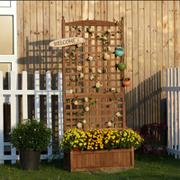 Jardinière surélevée en bois pour l'extérieur avec treillis pour pots de fleurs grimpants et jardinières