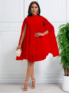 S-3XL Damenmode für den Export: Neuer Eleganter Vintage-<span class=keywords><strong>Chiffon</strong></span>-Pullover mit Fledermausärmeln und Überwurf-Design, Plus-Size-Kleid - Product Image 5