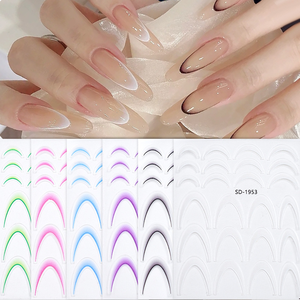 Pegatinas para uñas francesas, 24 Uds., calcomanías de colores degradados, 1 hoja, decoración para salón de manicura, diseño artístico de uñas DIY, accesorio autoadhesivo - Product Image 5
