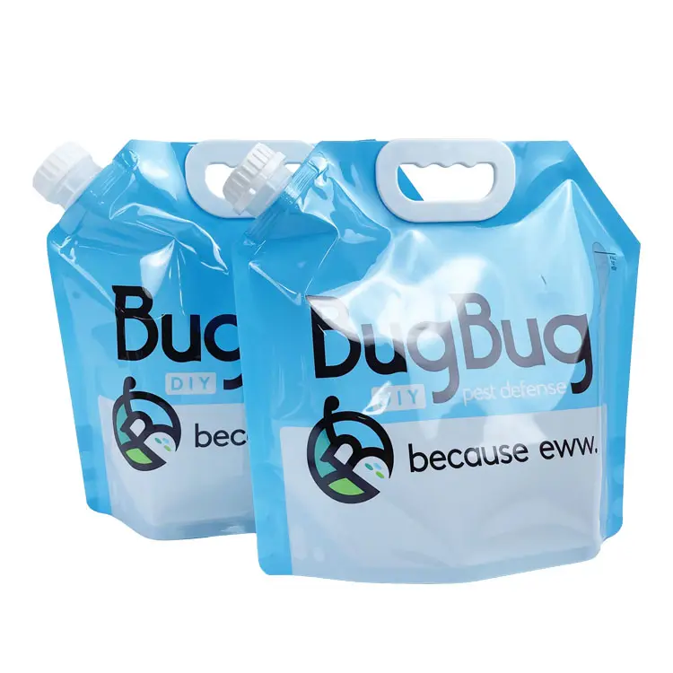 Pest defense liquid bag 4L spout pouch plastic complex enzyme liquid fertilizer pouch with spout