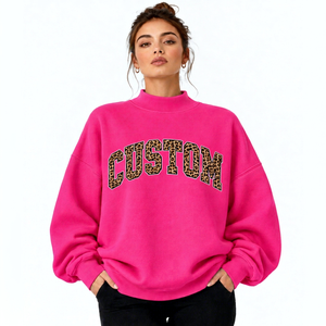 Sweat-shirt tricoté d'hiver pour femme, coupe oversize, couleur rose unie, col montant, respirant, séchage rapide, anti-boulochage, à prix abordable - Product Image 1