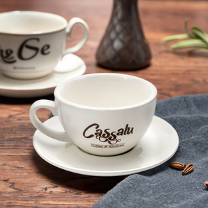 <span class=keywords><strong>Taza</strong></span> de té de cerámica <span class=keywords><strong>y</strong></span> platillo, Juego de platillos blancas con tazas de <span class=keywords><strong>café</strong></span>, capuchino, surtido personalizado - Product Image 1