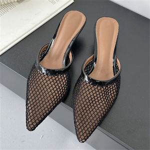 Sandales d'été 2025 pour femmes à talon bas, style mode, à bout ouvert, à lacets, en maille respirante et à bout pointu - Product Image 5