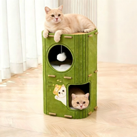 Arbre à chat de luxe moderne classique à 2 niveaux, durable, insonorisant, résistant aux griffures, en fibre chimique de polyester, Noël