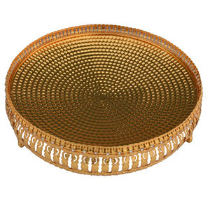 Platos Redondos para Servir con Decoración Dorada de Arabia Saudita, Bandejas Indias para Bodas - Product Image 5