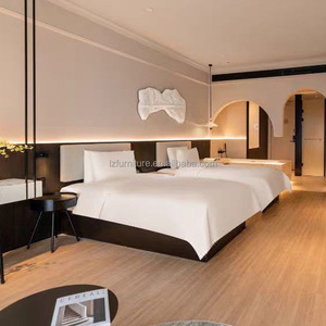 Cheap Hotel <b>Bed</b> for 3 Star Hotels Wood Grain Melamine King <b>Queen</b> <b>Size</b> <b>Bed</b> <b>Frame</b> with Bedside Table - Product Image 4