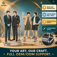 Ensemble de figurines acryliques personnalisées de duo de personnages d'anime avec base large pour affichage sur bureau, idéal pour les cadeaux promotionnels REACH CE Hanxin Crafts