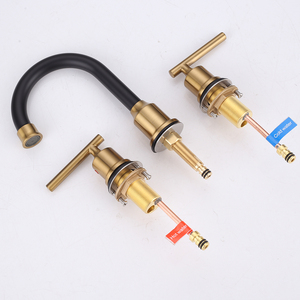 3 Hole 8'' Widespread <strong>Faucet</strong> Modern Bathroom Vanity <strong>Faucet</strong> Black Gold 2 <strong>Handle</strong> Bathroom Basin <strong>Faucet</strong> for Washroom - Product Image 4