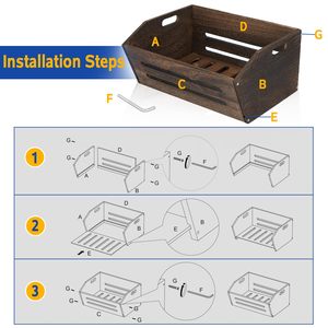 Bằng gỗ 2 gói thùng nhanh chóng lắp ráp để lưu trữ, trang trí trang trại gỗ Thùng giỏ, gỗ cổ điển Thùng hiển thị cho trái cây - Product Image 3