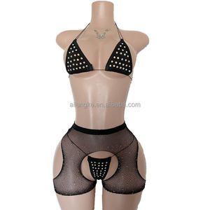 Pakaian Tari Eksotis Grosir Desainer Pakaian Penari Striptis Lingerie Seksi Set Bikini Jaring - Product Image 5