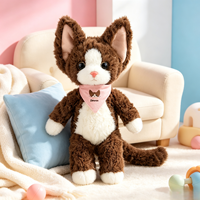 Peluche personnalisée en forme de chat Devon Rex bouclé, jouet en peluche pour enfant, figurine animale, cadeau d'anniversaire, vente en gros, mascotte