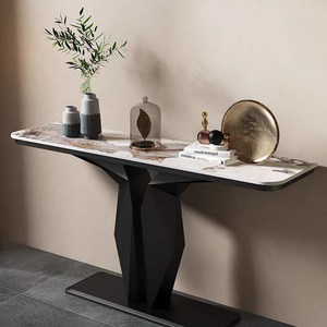 Table console en <span class=keywords><strong>pierre</strong></span> frittée de luxe italienne, table d'appoint étroite pour couloir d'entrée, table d'appoint murale fine, noyer noir - Product Image 3