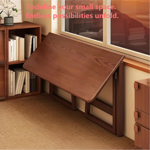 Escritorio Plegable de Madera Maciza para Computadora, Escritorio que Ahorra Espacio, Fácil de Montar sin Herramientas - Product Image 4