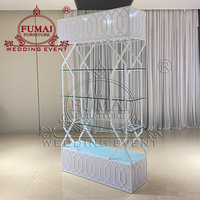 Étagère de présentation de mariage moderne multi-usage en métal avec dessus en verre pour bar d'occasion