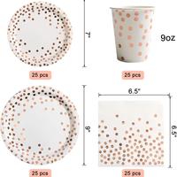 Ensemble de vaisselle jetable écologique XUELI comprenant des assiettes en papier, des tasses et des serviettes pour 50 personnes pour les mariages et les fêtes de famille