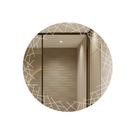 Miroir intelligent à écran tactile LED éclairé pour salle de bain, design créatif gravé circulaire Laser Tornado
