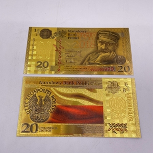 Ready Stock Poland 100th Anniversary 20 PLN Currency Plastic 24k Gold Foil Electroplated Banknote - Product Image 1