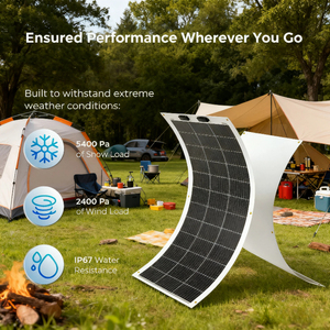 Panneau solaire flexible haute efficacité 23% 100W monocristallin étanche pliable avec chargeur / connecteur DC 20.7V pour - Product Image 3