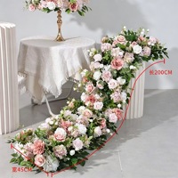 Décoration de rangées de fleurs artificielles blanches et roses pour scène, accessoires d'arrangement, centre de table de mariage