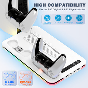 Ps5 Slim Pro Console Cooling Fan Stand With Rgb Lighting Charging <b>Holder</b> For Ps5 <b>Controller</b> And Game Disc Storage - Product Image 4
