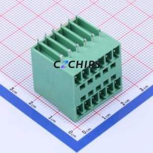 DB2ERH-3.81-2*6P-GN Plug-in Terminal Block Bent Lead Through Hole,P=3.81mm Board-to-Board / Socket - Closed 2x6P 3.81mm Green - Product Image 1