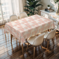 Nappe de table rectangulaire RNPT en PVC à feuilles bleues, infroissable, pour extérieur, hôtel, jardin, événements, banquets