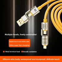 Câble de charge 4-en-1 en alliage de zinc Type-C super rapide 240W pour ordinateurs portables, compatible avec les câbles de charge rapide OPPO et vivo