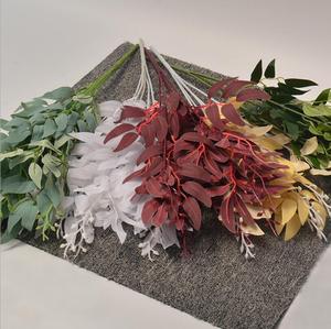 Vente chaude 2026, feuilles de saule vertes, tige de 5 branches, plantes artificielles décoratives suspendues, feuilles de saule pour la décoration - Product Image 1